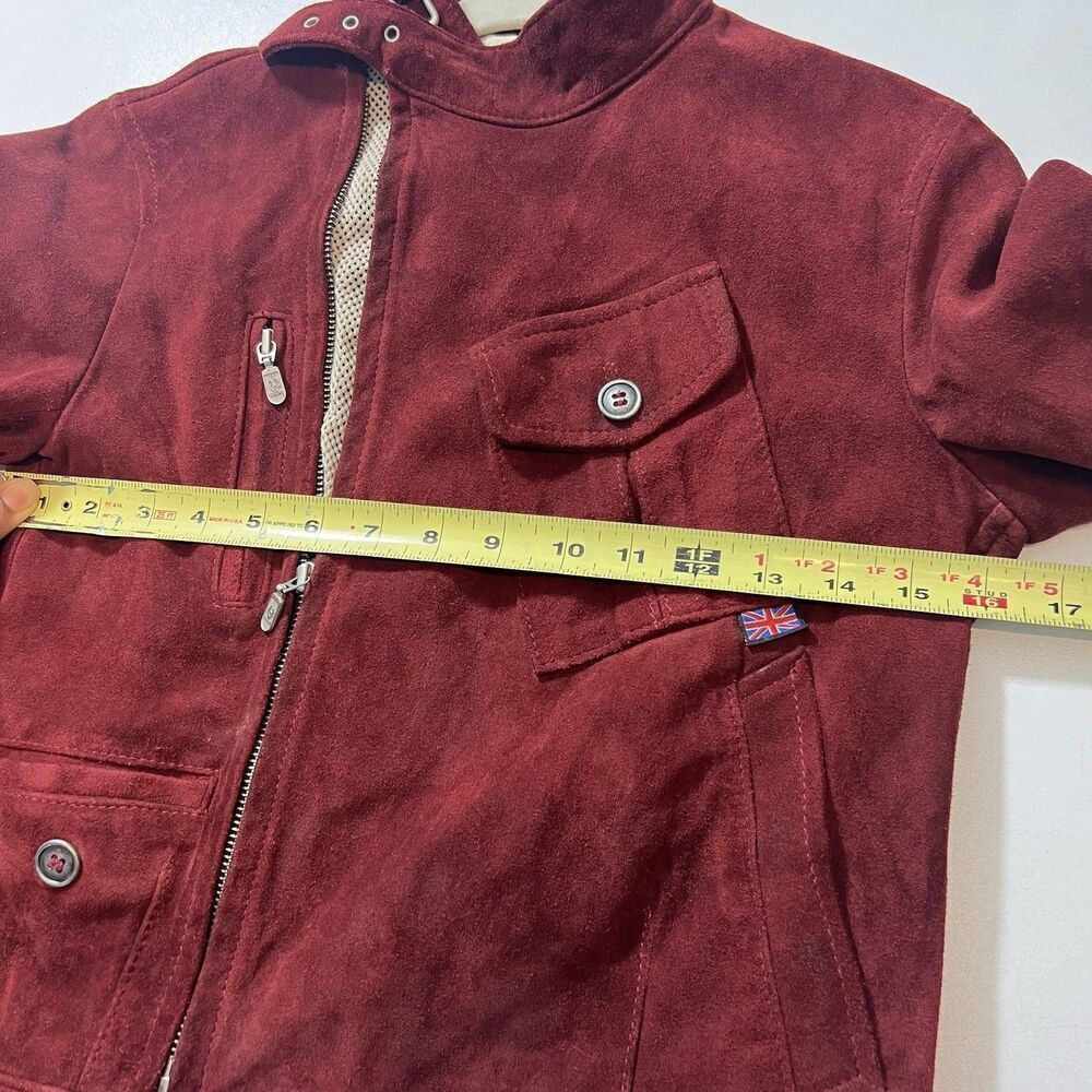 Belstaff The Aviator Suede Jacket Womens Genuine Leather Burgundy Mesh Detail 42 - Picture 11 of 12